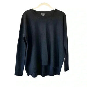 Lord Taylor Black Knit Sweater XS Extra Fine Merino Wool Long Sleeves Classic